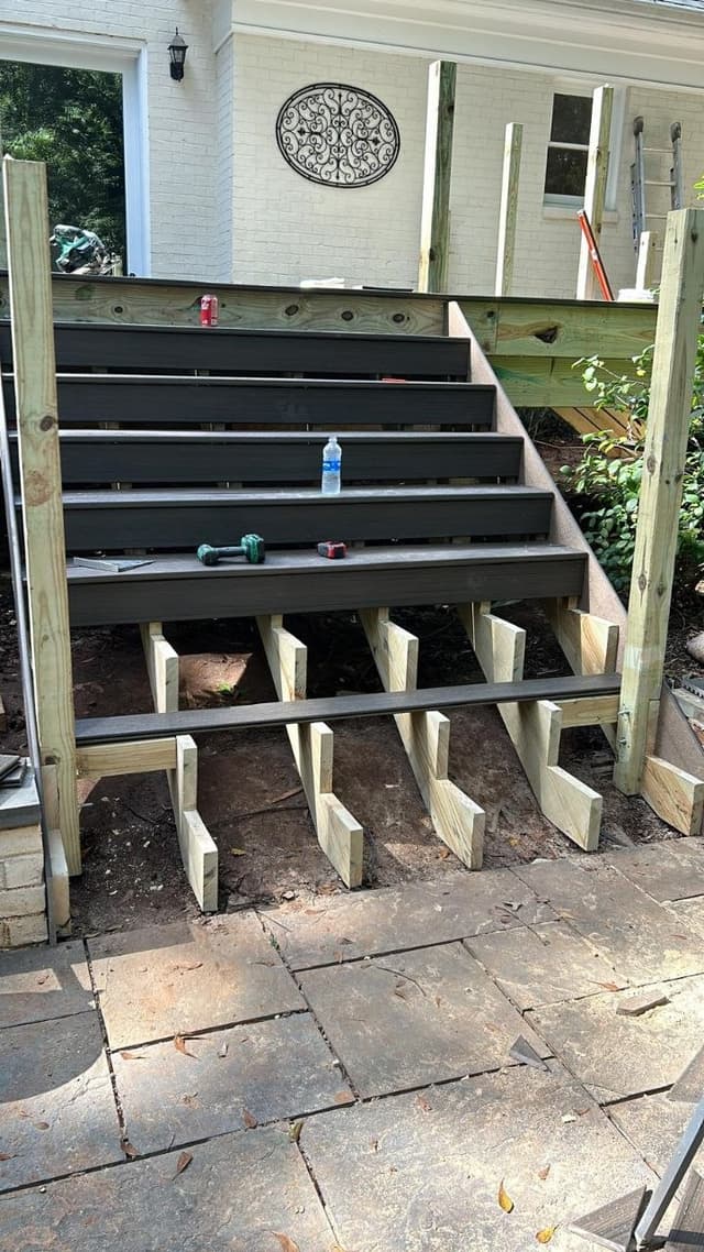 Composite stair stringers during construction